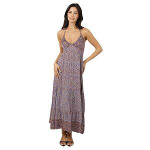 Angie Brown & Indigo Halter Tiered Maxi Dress C4G07-A959